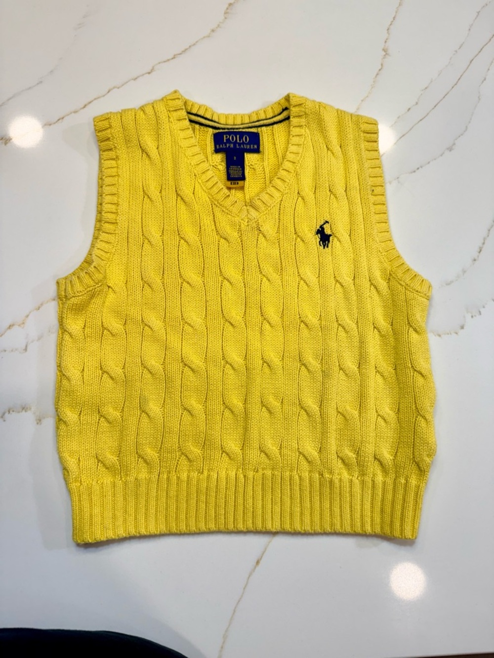 2T Polo by Ralph Lauren Yellow Cable Knit Sweater Vest